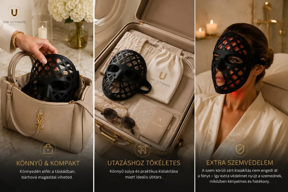 ULTIMA LED Beauty Mask — kényelmes, kompakt, utazáshoz is tökéletes