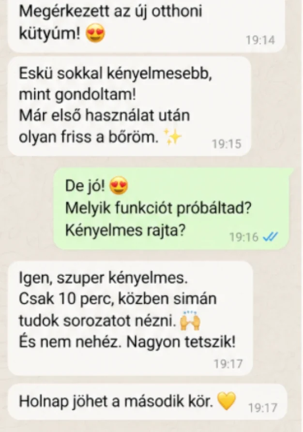 Vásárlói üzenet: kényelmes, tíz perc, közben sorozatot lehet nézni