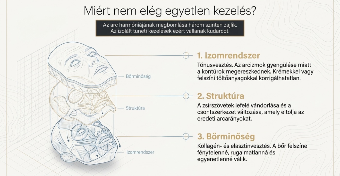 Az érintett három szint: izomrendszer, struktúra, bőrminőség
